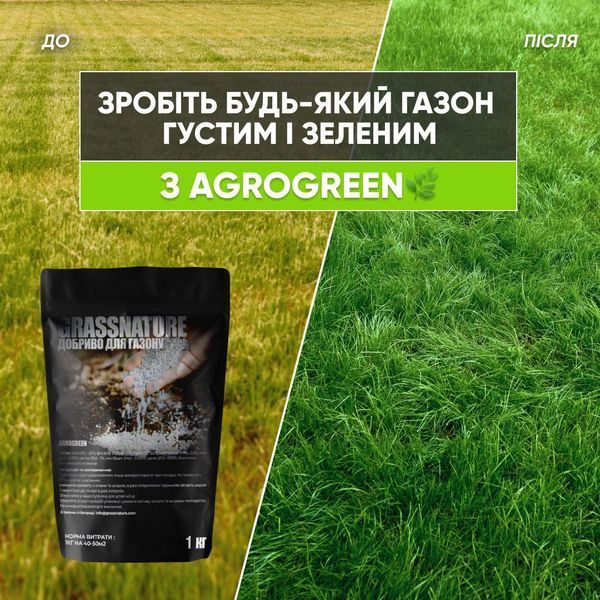 Добриво для газону Весна-Літо AgroGreen - для всіх типів газону 1кг 1210 фото
